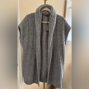 Elsamanda Alpaca-Blend Open Front Cardigan / Grey / Size Medium